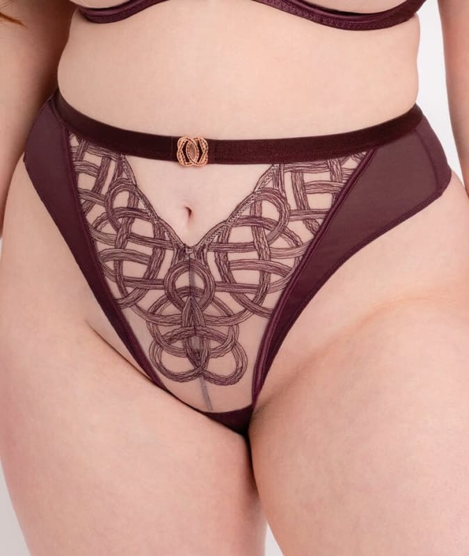 Scantilly Lovers Knot Thong - Fig/Latte Beige Knickers