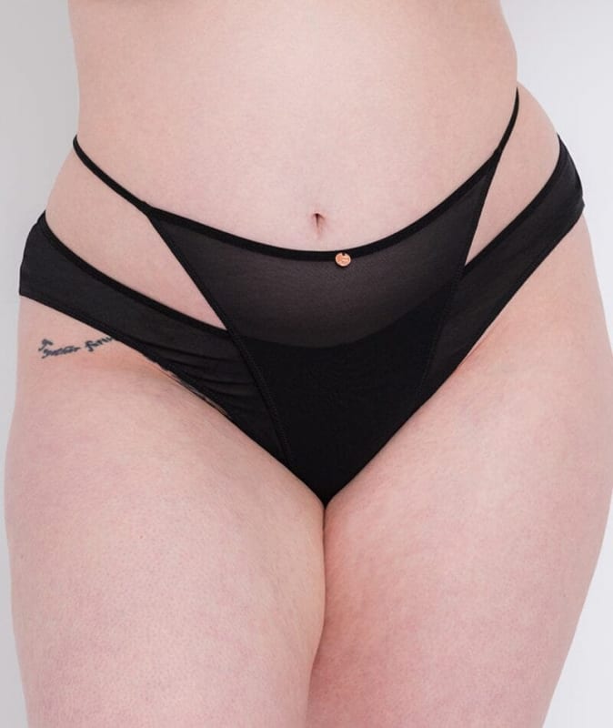 Scantilly Peep Show Brazilian Brief - Black Knickers