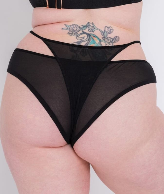 Scantilly Peep Show Brazilian Brief - Black Knickers