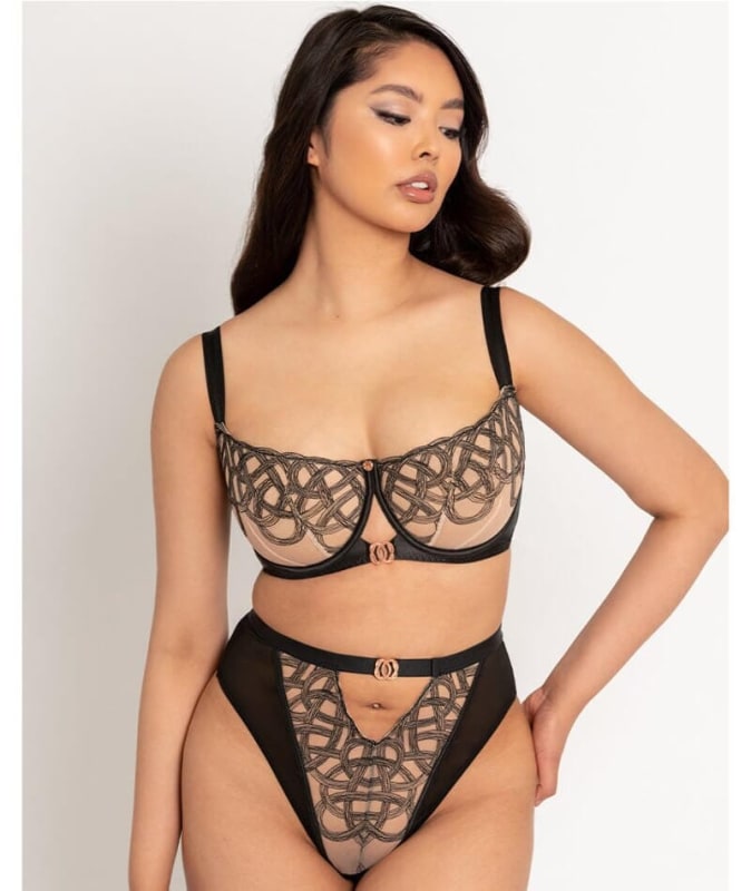 Scantilly Tantric Lovers Knot Balcony Bra - Black/Latte Beige Bras 