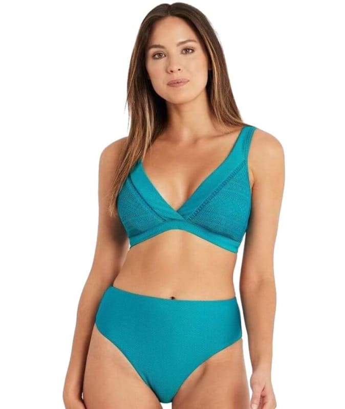 Sea Level Amazing Lace Retro High Waist Bikini Brief - Seafoam Swim