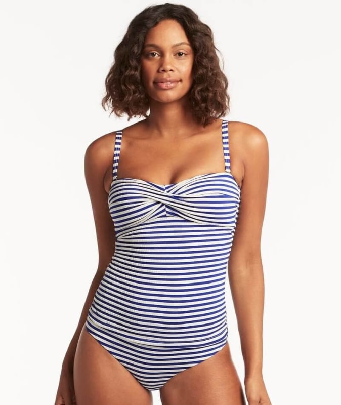 Sea Level Capri Twist Front Bandeau Singlet Top - Royal Swim