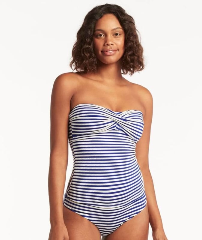 Sea Level Capri Twist Front Bandeau Singlet Top - Royal Swim