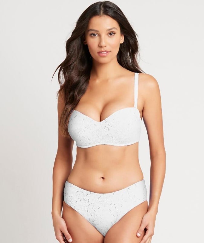 Sea Level Chantilly Mid Bikini Brief - White Swim