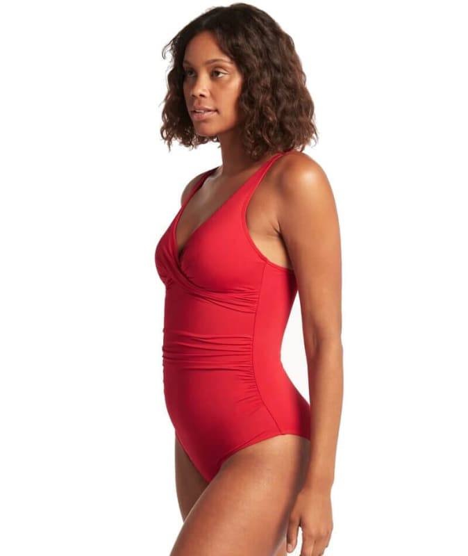Sea Level Eco Essentials Cross Front A-DD Cup One Piece Swimsuit - Red Swim 