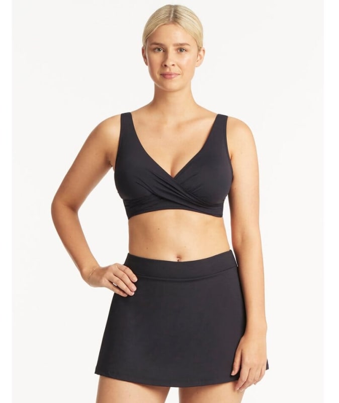 Sea Level Eco Essentials Cross Front Bikini Top - Night Sky Swim