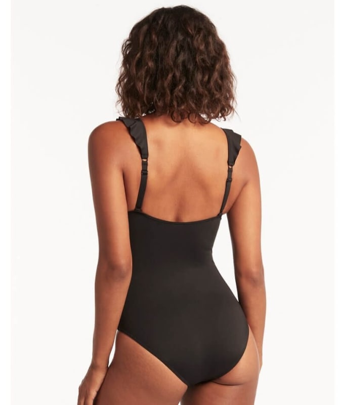 Sea Level Eco Essentials Frill One Piece Swimsuit - Black Swim