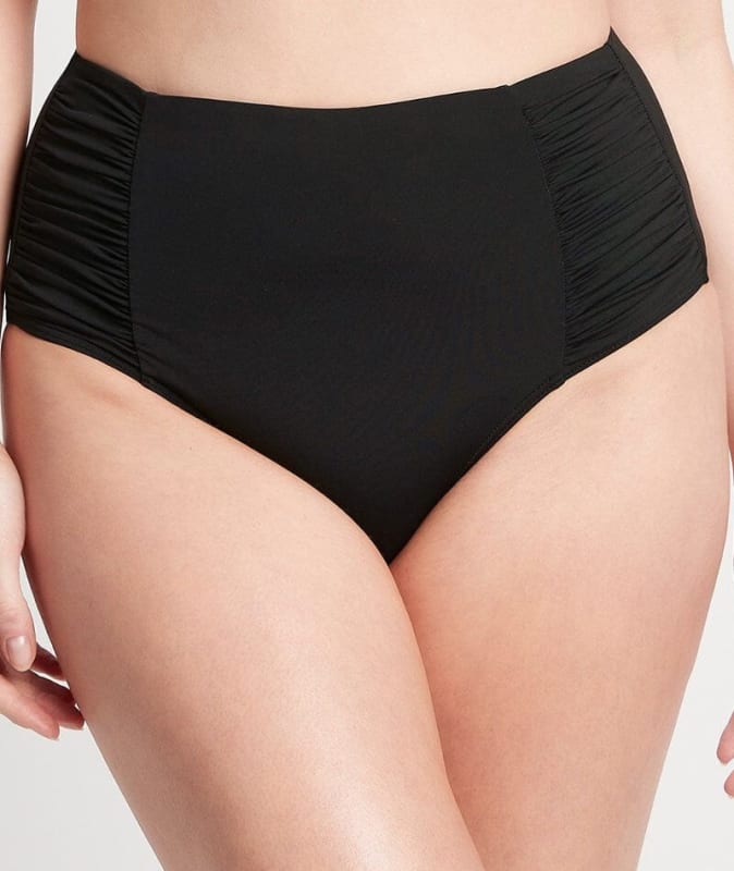 Sea Level Eco Essentials Gathered Side High Waist Brief - Black Swim