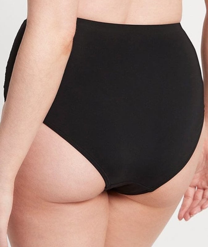 Sea Level Eco Essentials Gathered Side High Waist Brief - Black Swim