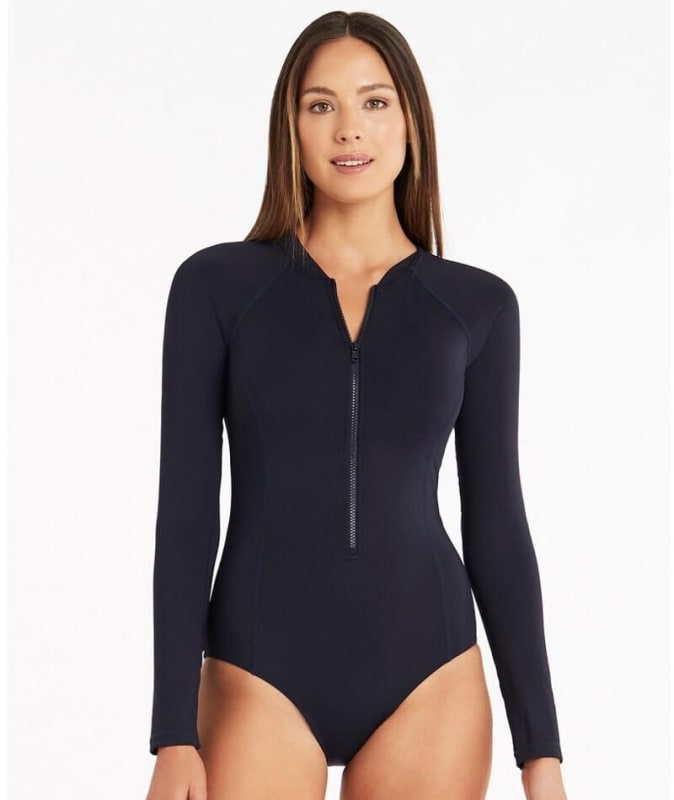 Sea Level Eco Essentials Long Sleeve A-DD Cup One Piece Swimsuit - Night Sky Swim