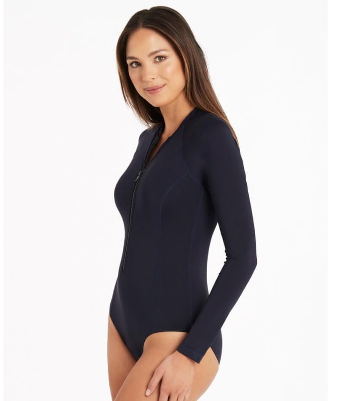 Sea Level Eco Essentials Long Sleeve A-DD Cup One Piece Swimsuit - Night Sky Swim
