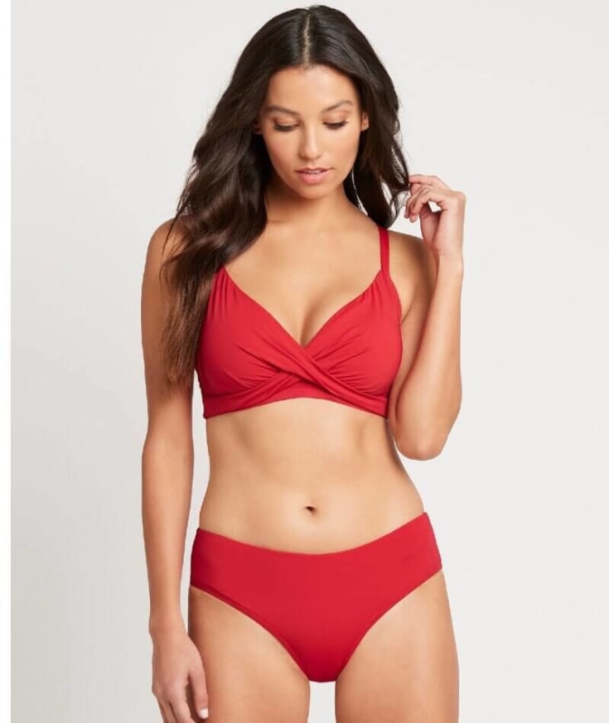 Sea Level Eco Essentials Mid Bikini Brief - Red Swim