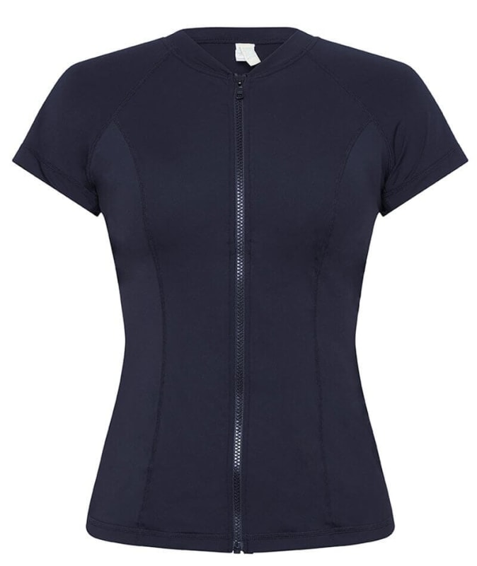 Sea Level Eco Essentials Short Sleeved Rash Vest - Full Zipper - Night Sky Swim