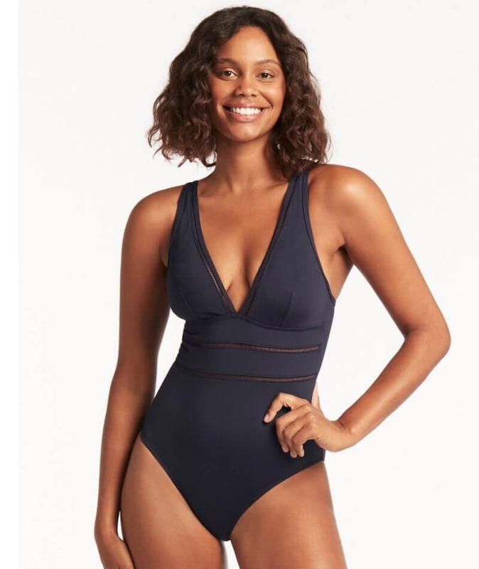 Sea Level Eco Essentials Spliced B-DD Cup One Piece Swimsuit - Night Sky Swim