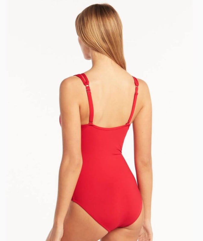 Sea Level Eco Essentials Spliced One Piece Swimsuit - Red Swim