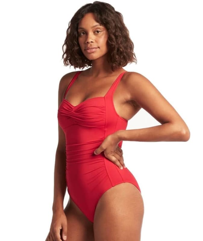 Sea Level Eco Essentials Twist Front A-DD Cup One Piece Swimsuit - Red Swim 
