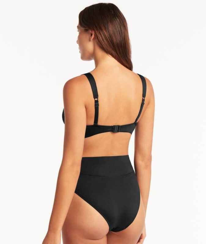 Sea Level Eco Essentials Wrap High Waist Brief - Black Swim