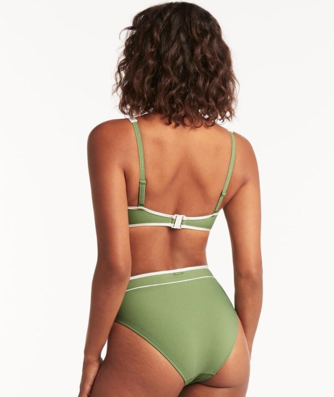Sea Level Elite Panelled Square Neck Bikini Top - Olive Swim