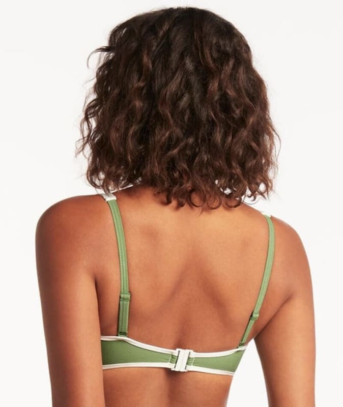 Sea Level Elite Panelled Square Neck Bikini Top - Olive Swim