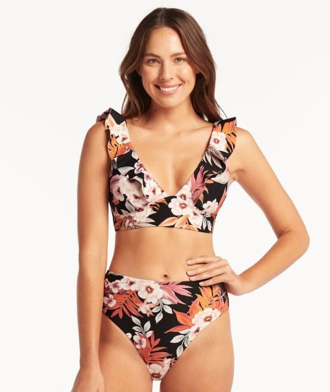 Sea Level Escape Retro High Waist Brief - Black Swim