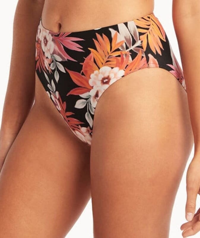 Sea Level Escape Retro High Waist Brief - Black Swim