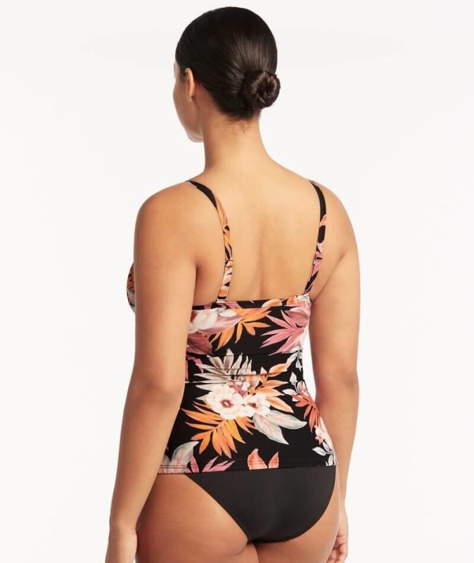 Sea Level Escape Twist Front DD-E Cup Singlet Top - Black Swim