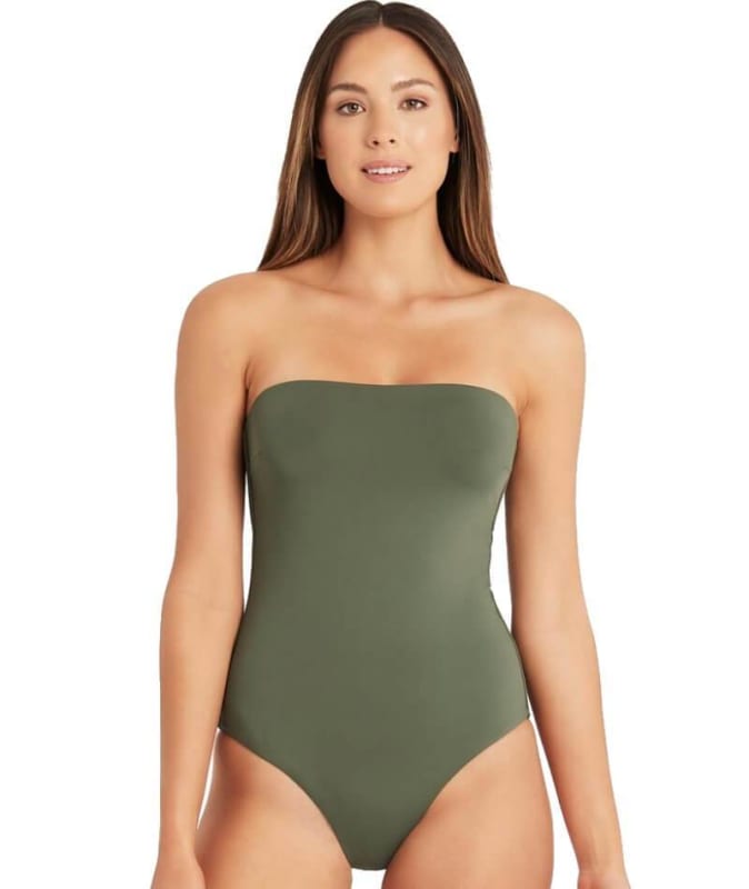 Sea Level Essentials Bandeau One Piece Swimsuit - Khaki Swim