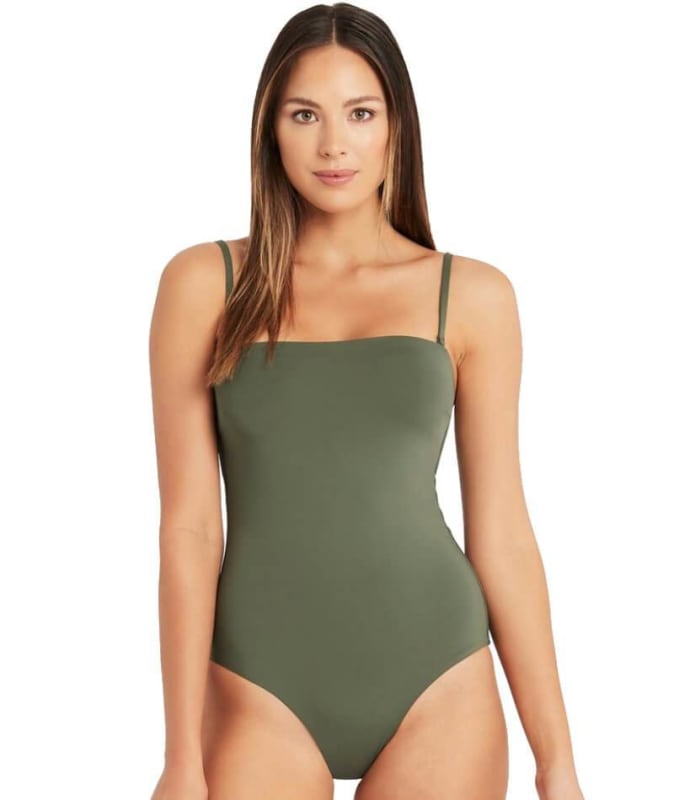 Sea Level Essentials Bandeau One Piece Swimsuit - Khaki Swim