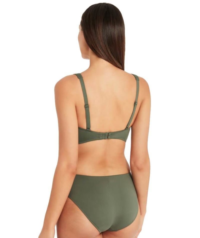 Sea Level Essentials Cross Front B-DD Cup Bikini Top - Khaki Swim