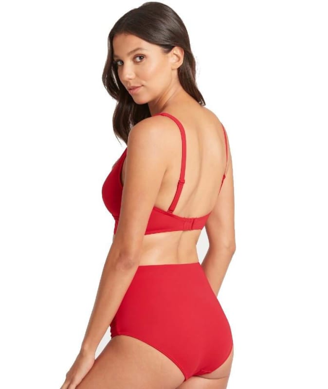 Sea Level Essentials Cross Front B-DD Cup Bikini Top - Red Swim