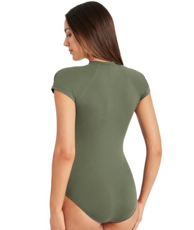 Sea Level Essentials Short Sleeve B-DD Cup One Piece Swimsuit - Khaki Swim