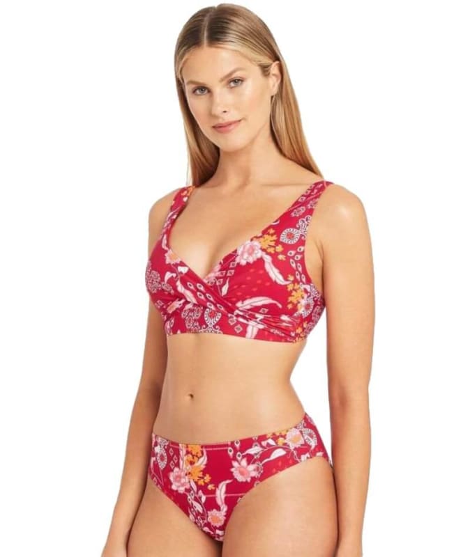 Sea Level Jardin High Leg Mid Rise Bikini Brief - Jardin Swim 
