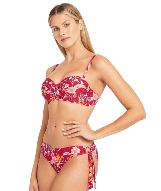 Sea Level Jardin Tie Side Regular Bikini Brief - Red Swim
