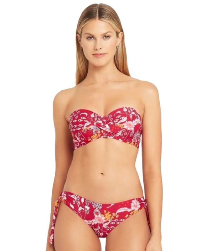 Sea Level Jardin Tie Side Regular Bikini Brief - Red Swim 