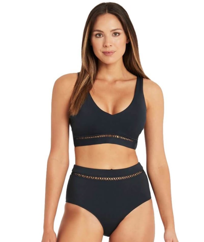 Sea Level Lola Shimmer D-DD Cup Bralette With Hidden Underwires - Charcoal Swim