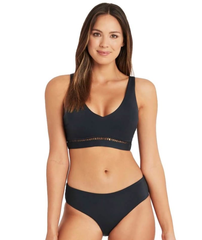 Sea Level Lola Shimmer D-DD Cup Bralette With Hidden Underwires - Charcoal Swim