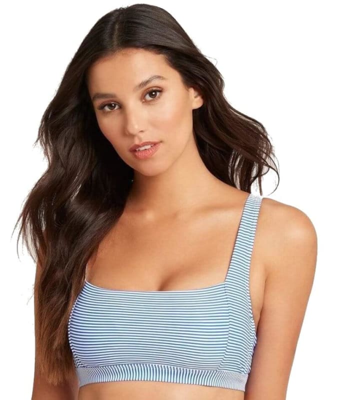 Sea Level Positano Stripe Square Neck Bikini Top - Azure Swim