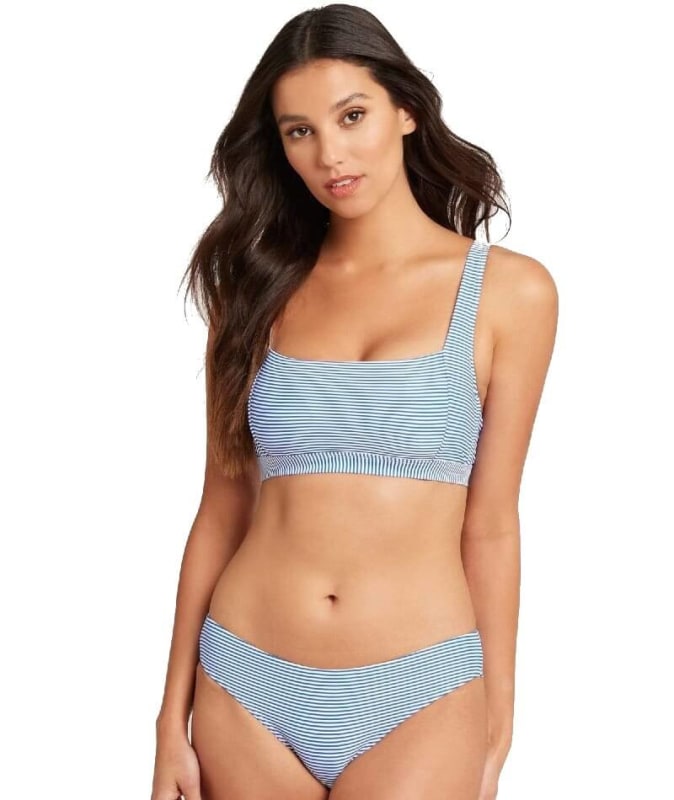 Sea Level Positano Stripe Square Neck Bikini Top - Azure Swim