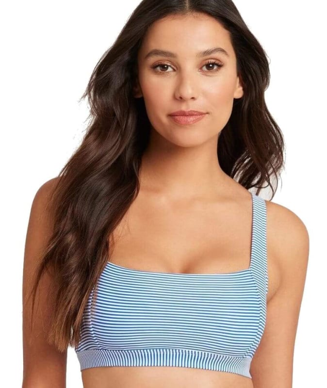 Sea Level Positano Stripe Square Neck Bikini Top - Azure Swim