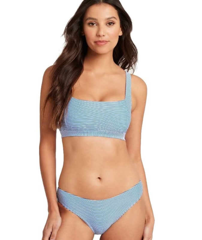 Sea Level Positano Stripe Square Neck Bikini Top - Azure Swim