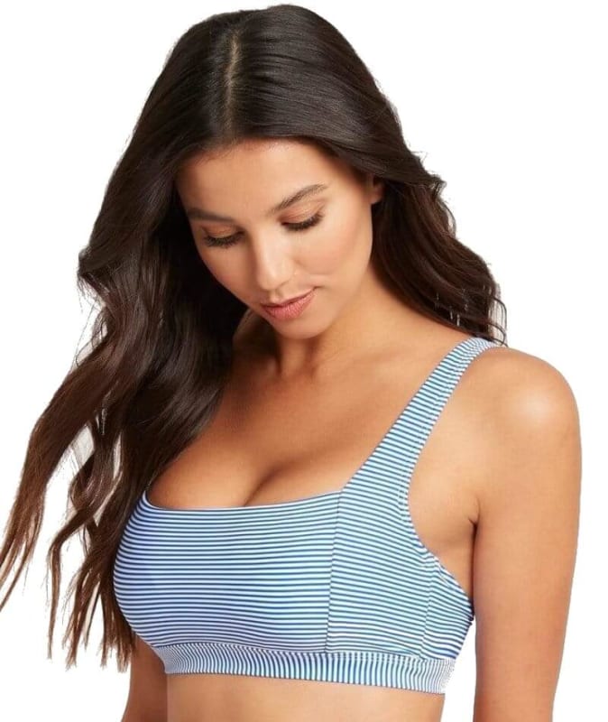 Sea Level Positano Stripe Square Neck Bikini Top - Azure Swim
