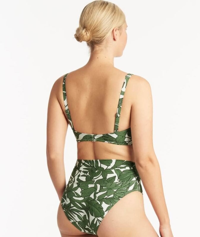 Sea Level Retreat Wrap High Waiste Brief - Olive Swim
