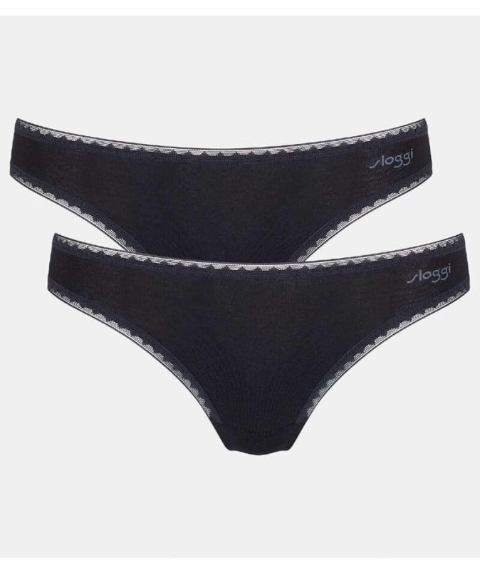 Sloggi Go Brazilian 2 Pack G-String - Black Knickers