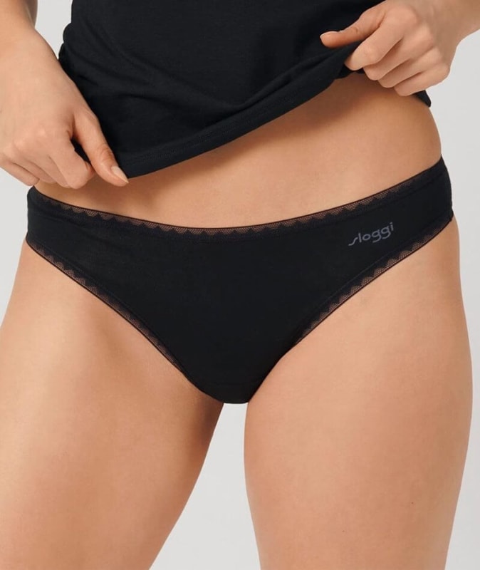 Sloggi Go Brazilian 2 Pack G-String - Black Knickers