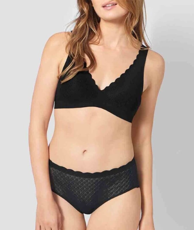Sloggi ZERO Feel Lace High Waist Brief - Black Knickers