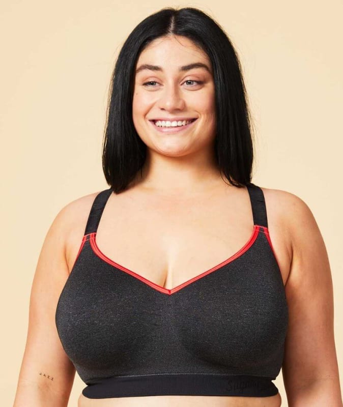 Sugar Candy Crush Fuller Bust Seamless F-HH Cup Lounge Bra - Charcoal Bras
