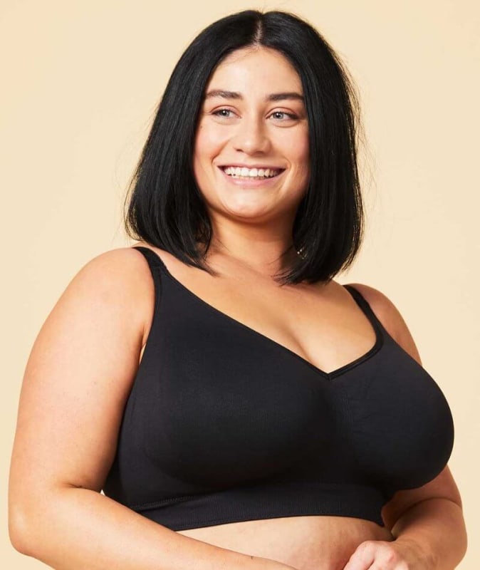 Sugar Candy Fuller Bust Seamless F-HH Cup Lounge Bra - Black Bras