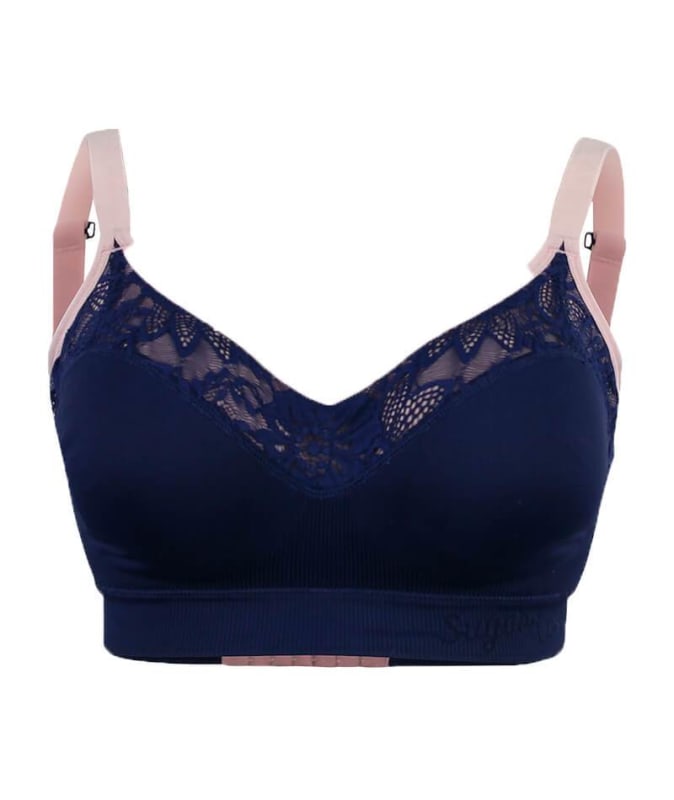 Sugar Candy Lux Fuller Bust Seamless F-HH Cup Lounge Bra - Navy Bras
