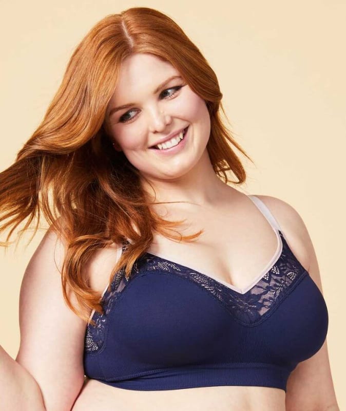 Sugar Candy Lux Fuller Bust Seamless F-HH Cup Lounge Bra - Navy Bras