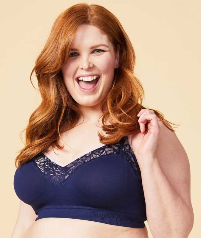 Sugar Candy Lux Fuller Bust Seamless F-HH Cup Lounge Bra - Navy Bras 